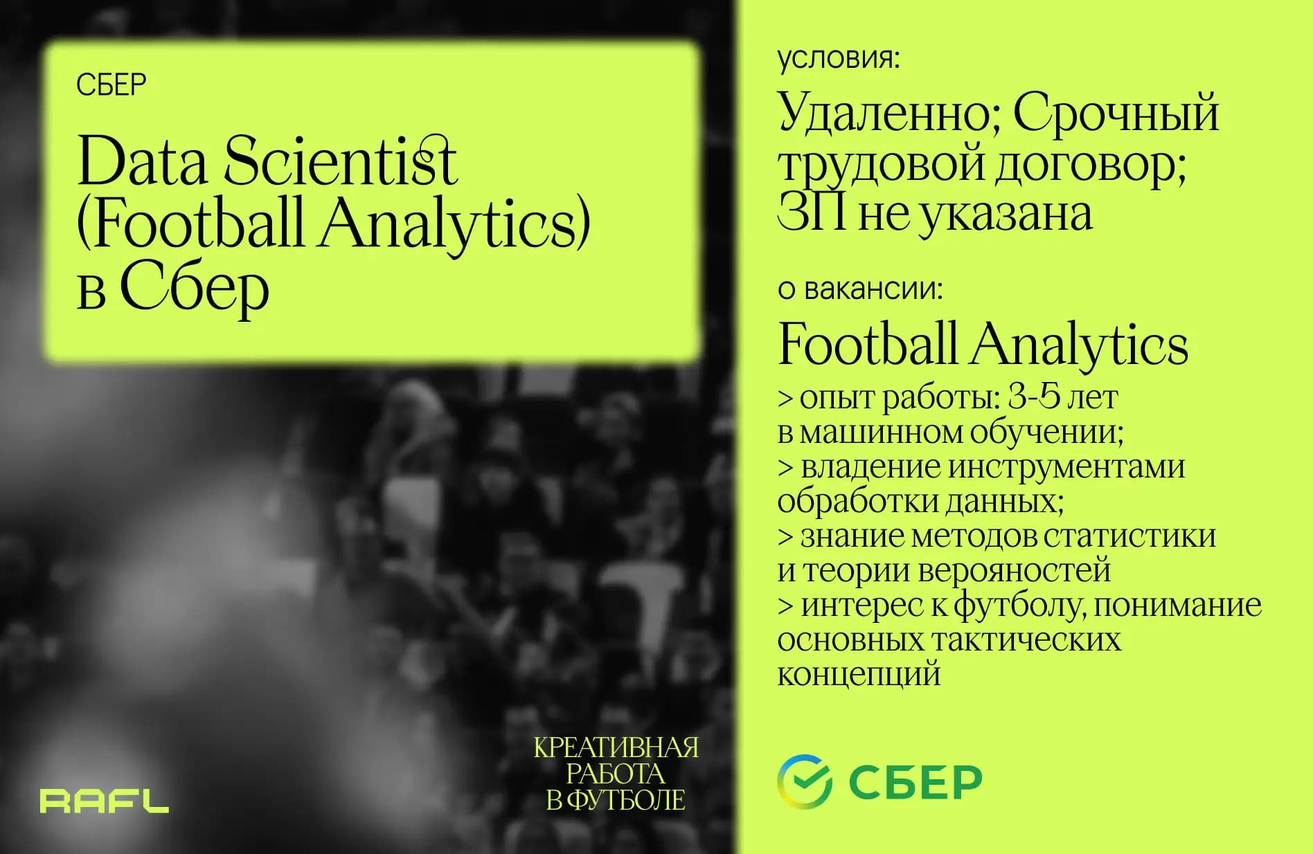 Заглавное фото статьи - Data Scientist (AI & Football Analytics)